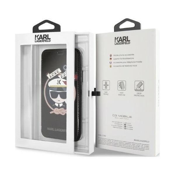Karl Lagerfeld Etui Karl Lagerfeld KLFLBKPXKSB Apple iPhone XS/X czarny/black bookcase Signature Glitter