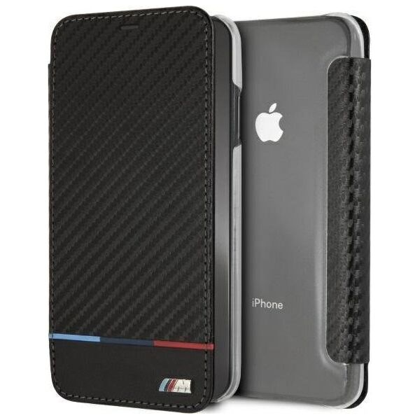 BMW Etui BMW BMTRBKI65PUCARTCBK Apple iPhone XS Max book czarny/black Carbon Tricolor Stripe