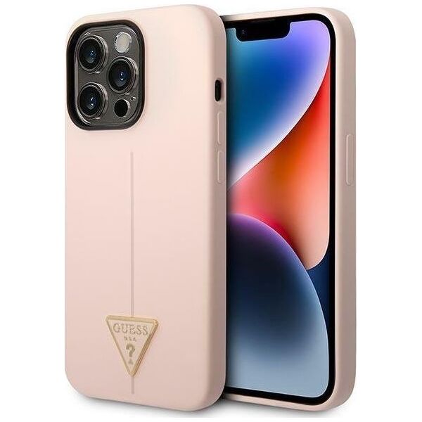 Guess Etui Guess GUHCP14LSLTGP Apple iPhone 14 Pro różowy/pink hardcase Silicone Triangle