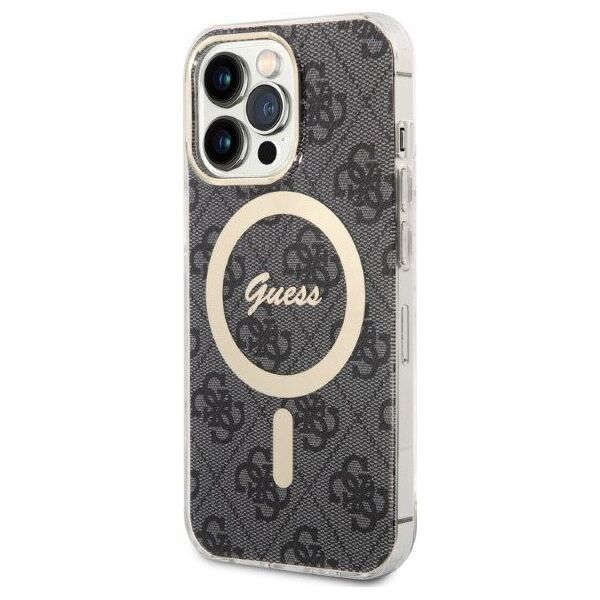 Ładowarka Guess Zestaw Guess etui + ładowarka bezprzewodowa GUBPP13XH4EACSK Apple iPhone 13 Pro Max czarny/black hard case 4G Print MagSafe