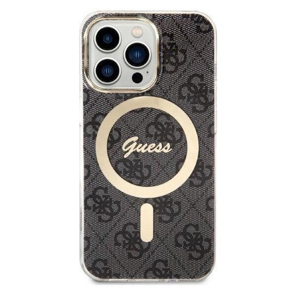 Ładowarka Guess Zestaw Guess etui + ładowarka bezprzewodowa GUBPP13XH4EACSK Apple iPhone 13 Pro Max czarny/black hard case 4G Print MagSafe