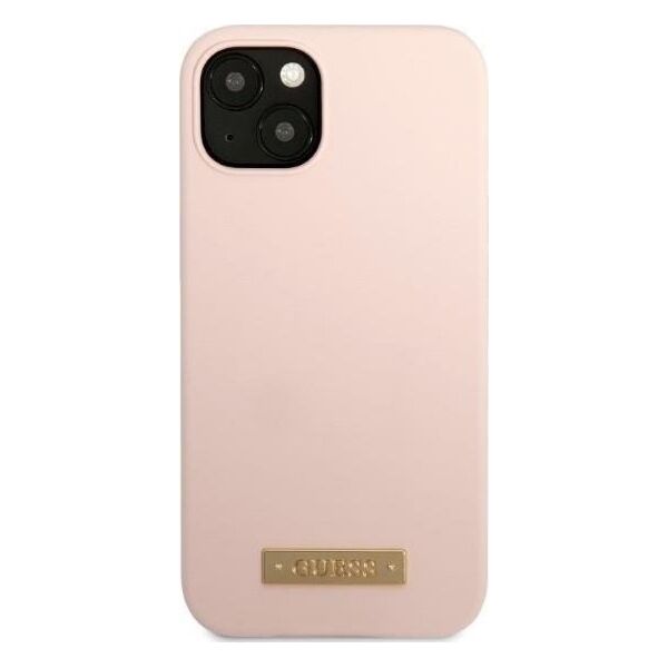 Guess Guess GUHMP13MSBPLP iPhone 13 6,1" różowy/pink hard case Silicone Logo Plate MagSafe