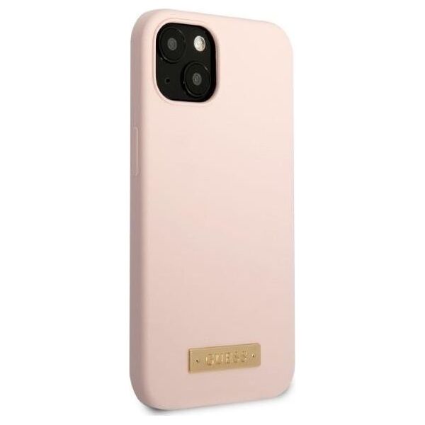 Guess Guess GUHMP13MSBPLP iPhone 13 6,1" różowy/pink hard case Silicone Logo Plate MagSafe