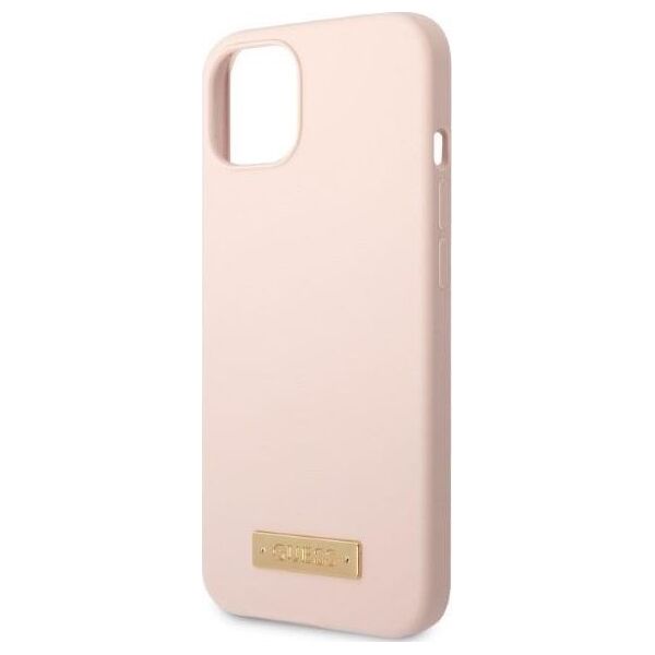 Guess Guess GUHMP13MSBPLP iPhone 13 6,1" różowy/pink hard case Silicone Logo Plate MagSafe