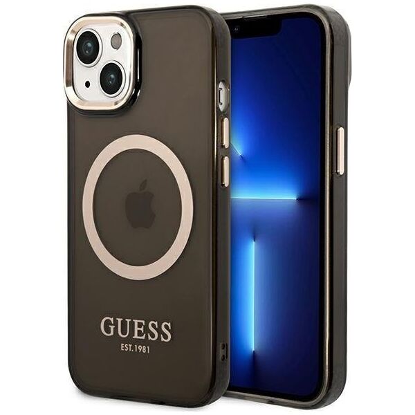 Guess Etui Guess GUHMP14SHTCMK Apple iPhone 14 czarny/black hard case Gold Outline Translucent MagSafe