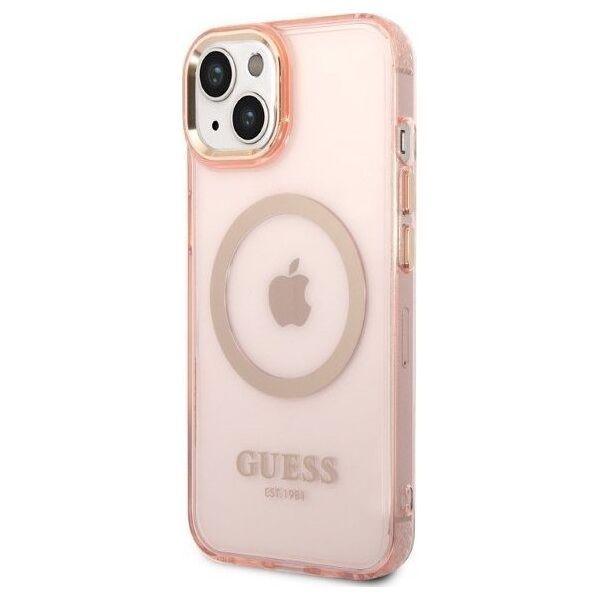 Guess Etui Guess GUHMP14SHTCMP Apple iPhone 14 różowy/pink hard case Gold Outline Translucent MagSafe