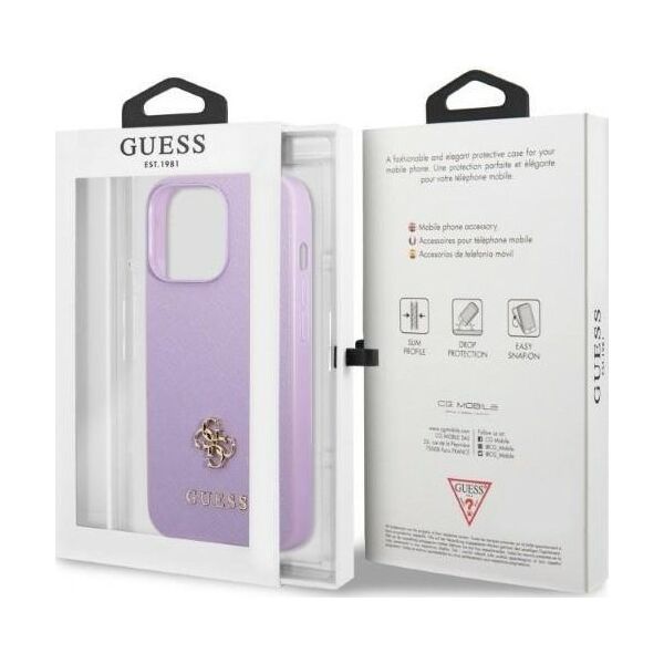Guess Etui Guess GUHCP13LPS4MU Apple iPhone 13 Pro purpurowy/purple hardcase Saffiano 4G Small Metal Logo