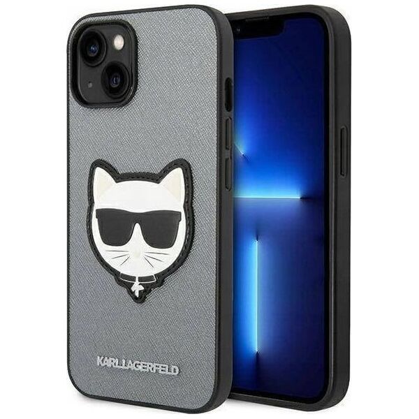 Karl Lagerfeld Etui Karl Lagerfeld KLHCP14SSAPCHG Apple iPhone 14 hardcase srebrny/silver Saffiano Choupette Head Patch