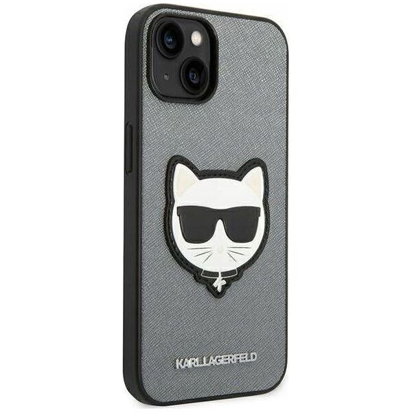 Karl Lagerfeld Etui Karl Lagerfeld KLHCP14SSAPCHG Apple iPhone 14 hardcase srebrny/silver Saffiano Choupette Head Patch