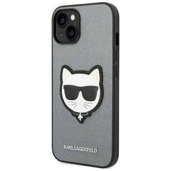 Karl Lagerfeld Etui Karl Lagerfeld KLHCP14SSAPCHG Apple iPhone 14 hardcase srebrny/silver Saffiano Choupette Head Patch