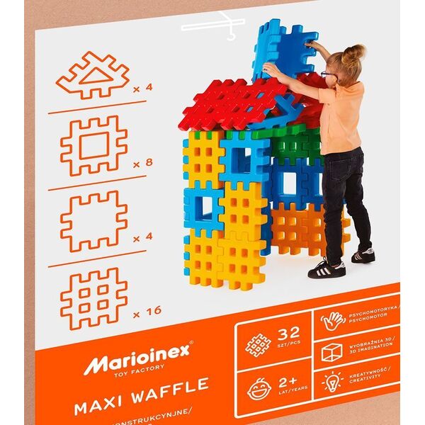 Marioinex Marioinex MEGA wafle GIGANT XXL, 32 elementy + trójkąty