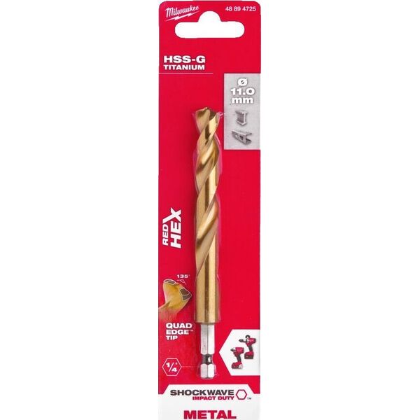 Wiertło Milwaukee Wiertło do metalu HSS-G Tin 11mm 1/4 HEX MILWAUKEE