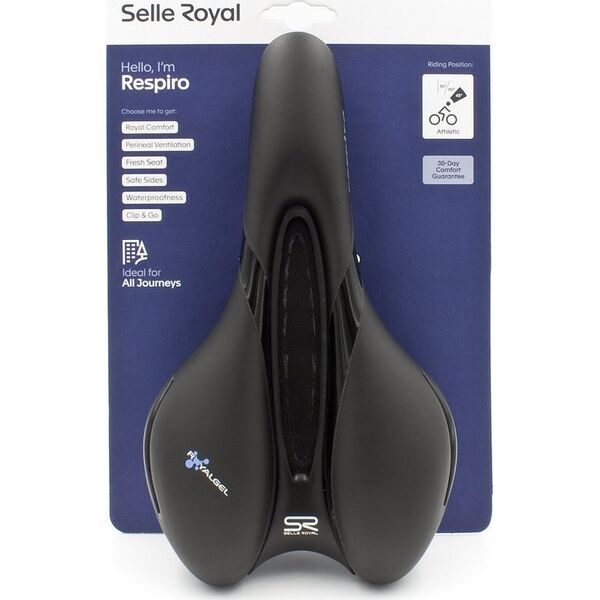 Selle Royal Siodło SELLEROYAL RESPIRO SOFT ATHLETIC 45st. żelowe + elastomery unisex 398g (NEW 2023)