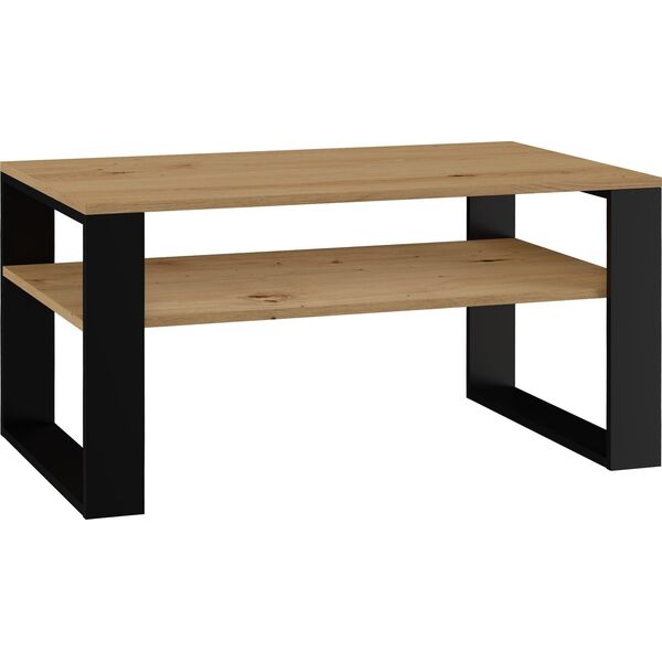 Topeshop STOLIK KAWOWY Z PÓŁKĄ ŁAWA MODERN 1P DĄB ARTISAN CZERŃ