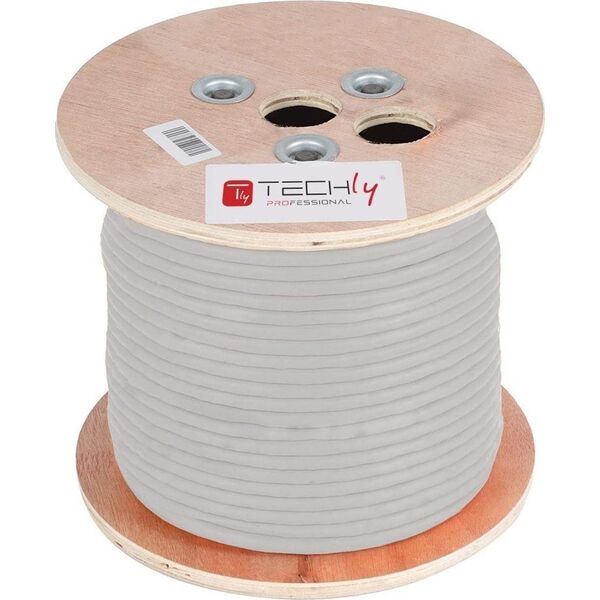 Techly Techly Kabel skrętka Cat5e F/UTP drut miedź LSZH 305m szara