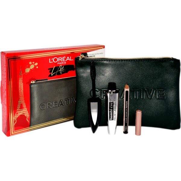 L OREAL L~OREAL SET (MASCARA FALSE LASH BAMBI EYE EXTRA BLACK + LE KHOL MIDNIGHT BLACK 101 + POCHETTE)