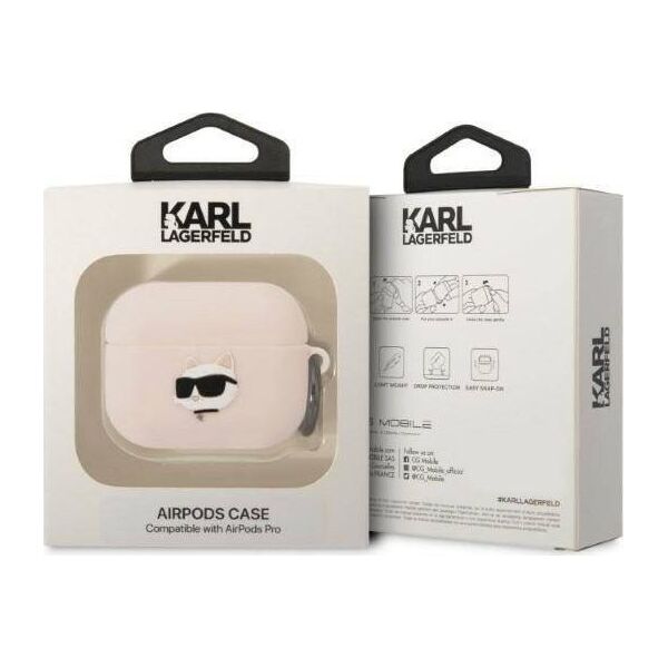Karl Lagerfeld Etui Karl Lagerfeld KLAPRUNCHP Apple AirPods Pro cover różowy/pink Silicone Choupette Head 3D