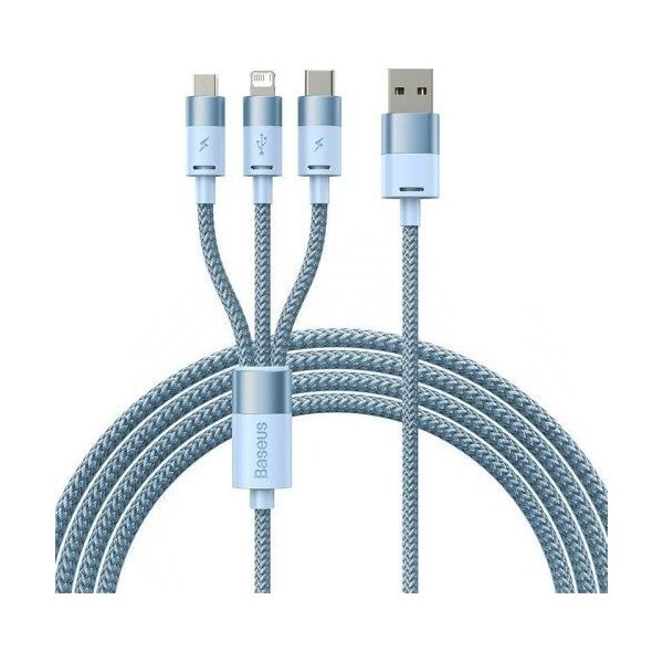 Kabel USB Baseus USB-A - microUSB + Lightning 1.2 m Niebieski (BSU3938)