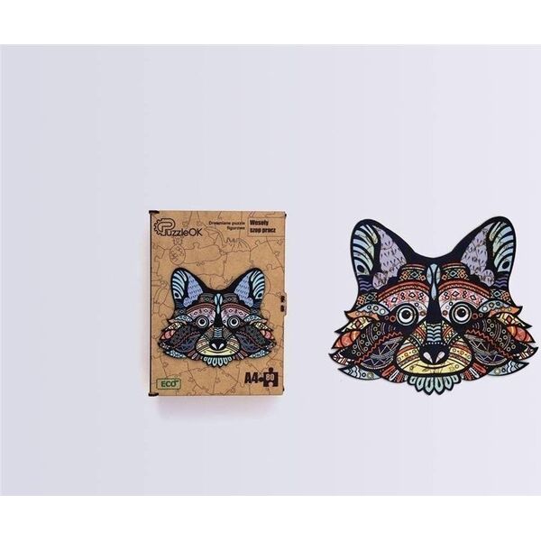 PuzzleOK Puzzle drewniane eko 80 Wesoły szop pracz A4