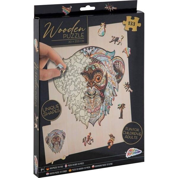 Grafix Puzzle drewniane 132 Unikalne Kształty Małpka
