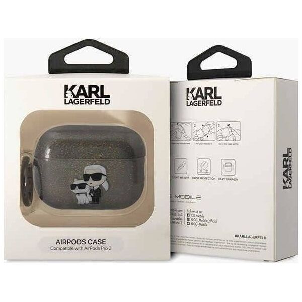 Karl Lagerfeld Etui Karl Lagerfeld KLAP2HNKCTGK Apple AirPods Pro 2 czarny/black Gliter Karl&Choupette