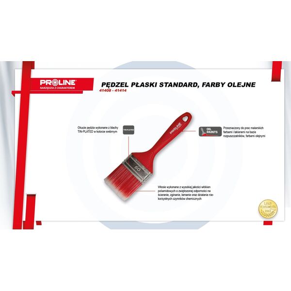 Pro-Line Pędzel płaski standard 30mm,rączka plastik,olej,proline