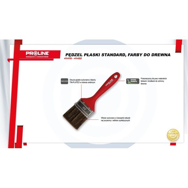 Pro-Line Pędzel płaski standard 30mm,rączka plastik,do drew.,proline