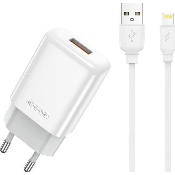 Ładowarka Jellico JELLICO ŁADOWARKA SIECIOWA EU01 2.4A  USB + KABEL LIGHTNING ZESTAW BIAŁY standard