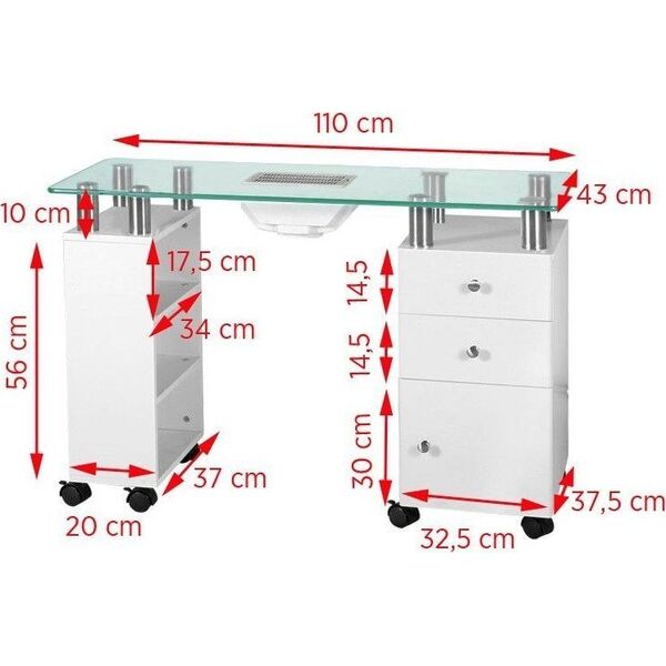Activeshop Biurko Glass z pochłaniaczem 013B białe