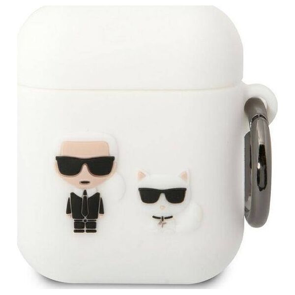 Karl Lagerfeld Karl Lagerfeld KLACA2SILKCW AirPods 1/2 cover biały/white Silicone Karl & Choupette