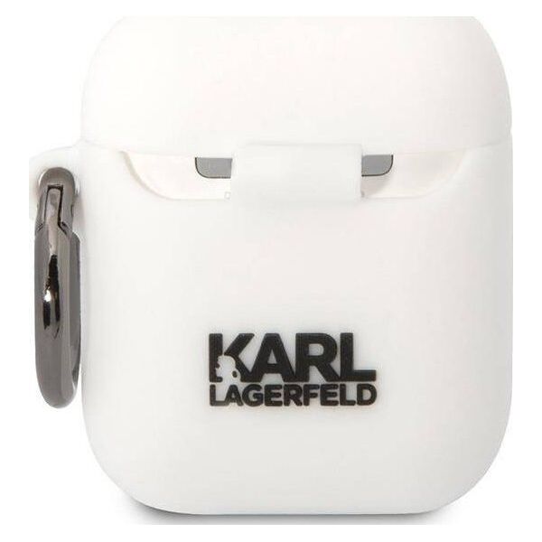 Karl Lagerfeld Karl Lagerfeld KLACA2SILKCW AirPods 1/2 cover biały/white Silicone Karl & Choupette