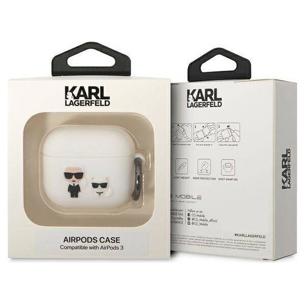 Karl Lagerfeld Karl Lagerfeld KLACA3SILKCW AirPods 3 cover biały/white Silicone Karl & Choupette