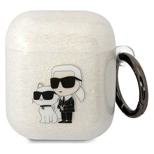 Karl Lagerfeld Karl Lagerfeld KLA2HNKCTGT Airpods 1/2 cover transparent Gliter Karl&Choupette