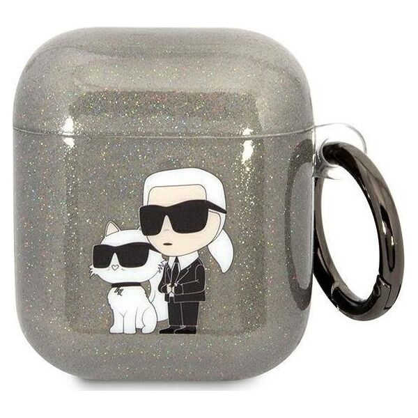 Karl Lagerfeld Karl Lagerfeld KLA2HNKCTGK Airpods 1/2 cover czarny/black Gliter Karl&Choupette