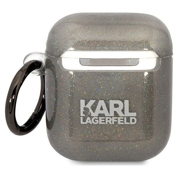 Karl Lagerfeld Karl Lagerfeld KLA2HNKCTGK Airpods 1/2 cover czarny/black Gliter Karl&Choupette