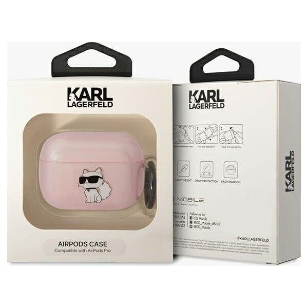 Karl Lagerfeld Karl Lagerfeld KLAPHNCHTCP Airpods Pro cover różowy/pink Ikonik Choupette