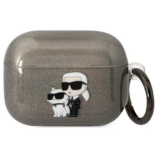 Karl Lagerfeld Karl Lagerfeld KLAPHNKCTGK Airpods Pro cover czarny/black Gliter Karl&Choupette