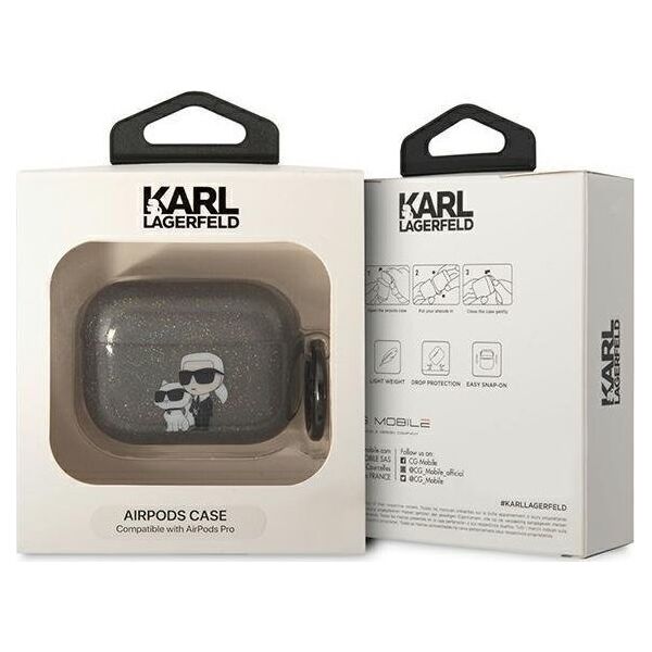 Karl Lagerfeld Karl Lagerfeld KLAPHNKCTGK Airpods Pro cover czarny/black Gliter Karl&Choupette