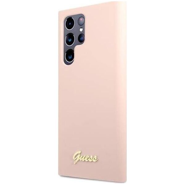 Guess Etui Guess GUHCS23LLSLMGPP Samsung Galaxy S23 Ultra różowy/pink hardcase Silicone Script Metal Logo