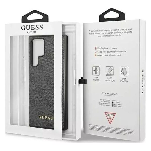 Guess Etui Guess GUHCS23LG4GFGR do Samsung Galaxy S23 Ultra S918 szary/grey hardcase 4G Metal Gold Logo