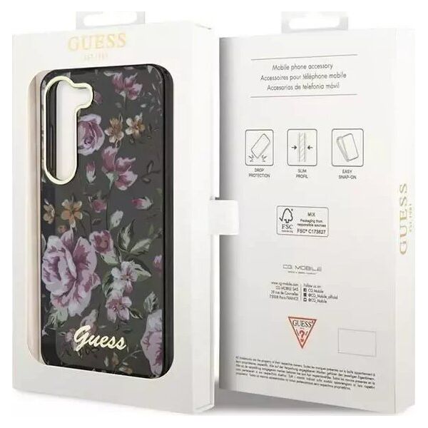 Guess Etui Guess GUHCS23MHCFWSK do Samsung Galaxy S23+ Plus S916 czarny/black hardcase Flower Collection