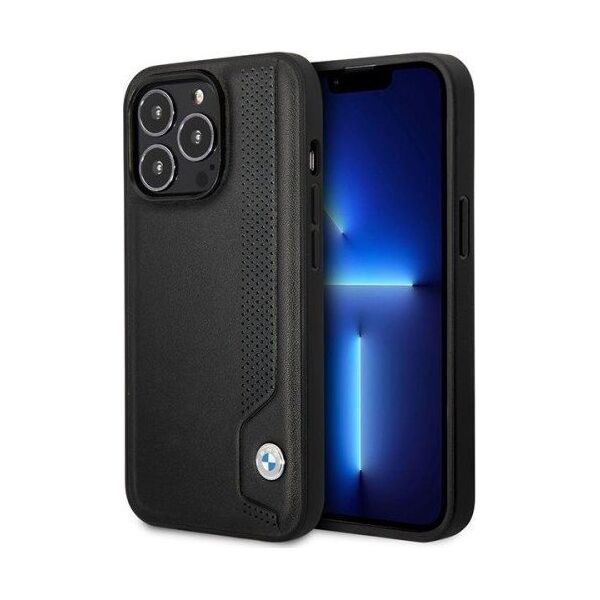 BMW Etui BMW BMHCP14X22RBDK Apple iPhone 14 Pro Max czarny/black hardcase Leather Blue Dots