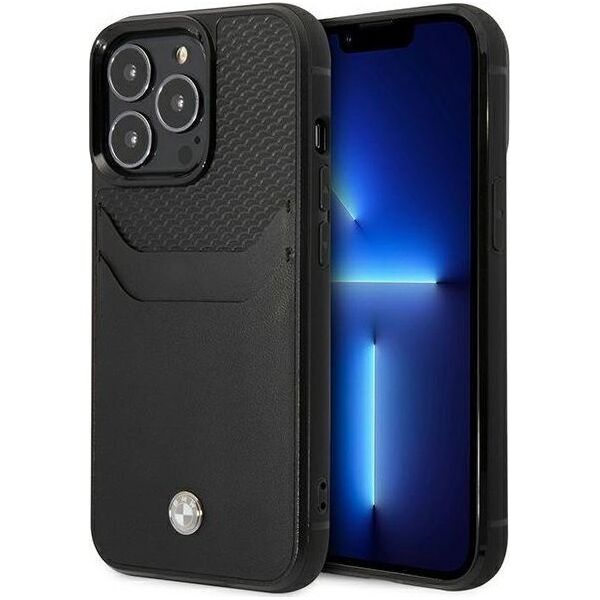 BMW Etui BMW BMHCP14X22RSEPK Apple iPhone 14 Pro Max czarny/black Leather Card Slot