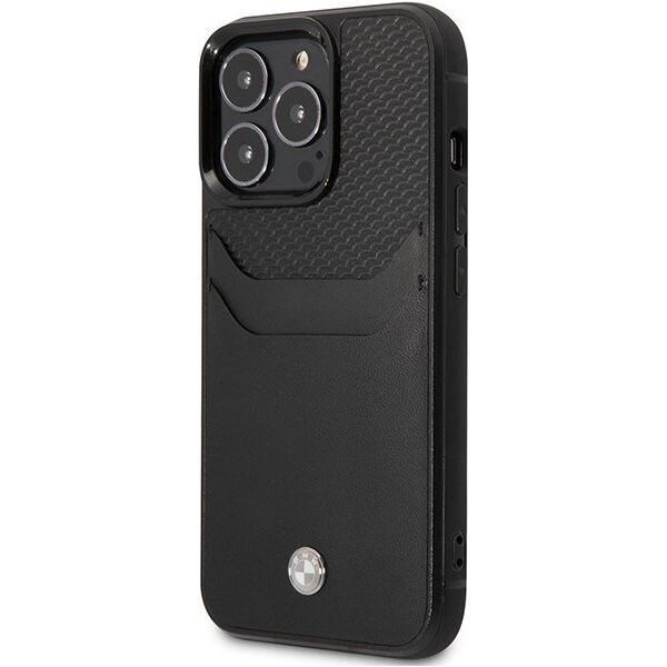 BMW Etui BMW BMHCP14X22RSEPK Apple iPhone 14 Pro Max czarny/black Leather Card Slot