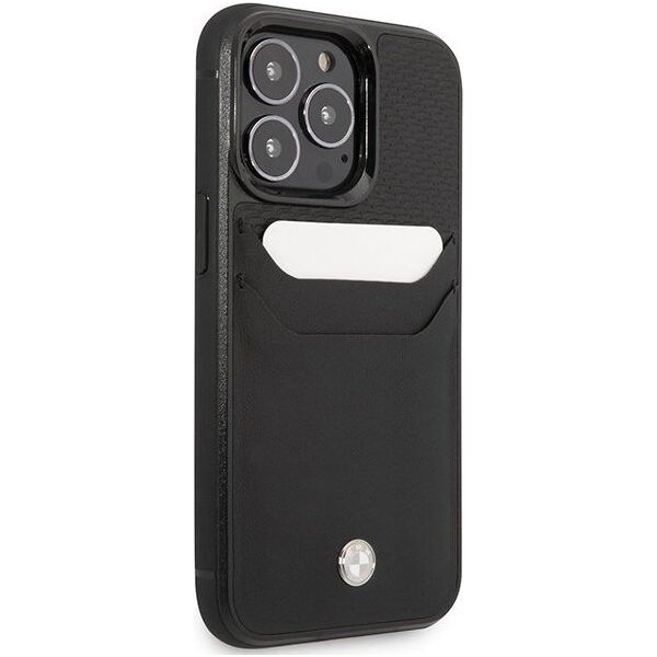 BMW Etui BMW BMHCP14X22RSEPK Apple iPhone 14 Pro Max czarny/black Leather Card Slot