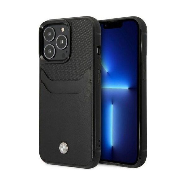 BMW Etui BMW BMHCP14L22RSEPK Apple iPhone 14 Pro czarny/black Leather Card Slot
