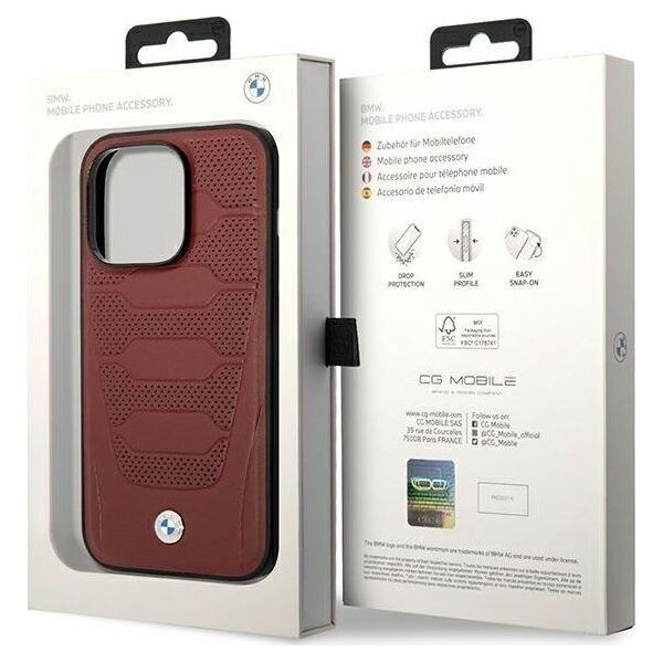 BMW Etui BMW BMHMP14L22RPSR Apple iPhone 14 Pro burgundowy/burgundy Leather Seats Pattern MagSafe