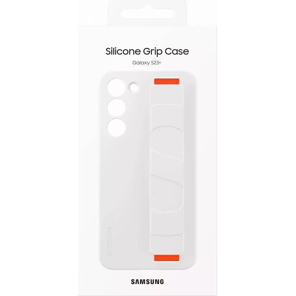 Samsung Etui Samsung Silicone Grip Cover doSamsung Galaxy S23+ Plus silikonowy pokrowiec z paskiem na rękę białe