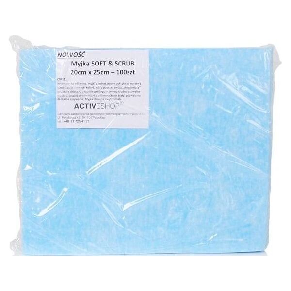 Activeshop Jednorazowe chusty-myjki zabiegowe 100 szt. soft&scrub 20 x 25 cm