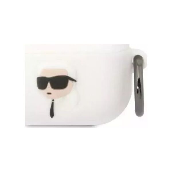 Karl Lagerfeld Etui ochronne na słuchawki Karl Lagerfeld do AirPods Pro cover biały/white Silicone Karl Head 3D
